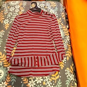 Long sleeve red and white striped shirt